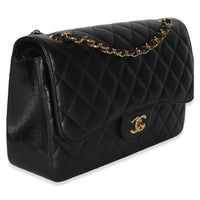 Chanel Black Quilted Caviar Jumbo Double Flap Bag Handbag 3