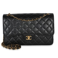 Chanel Black Quilted Caviar Jumbo Double Flap Bag Handbag fv