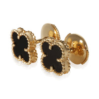Van Cleef & Arpels Yellow Gold Onyx Sweet Alhambra Earrings 2