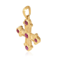 David Yurman Yellow Gold Ruby Shipwreck Cross Amulet Pendant 2