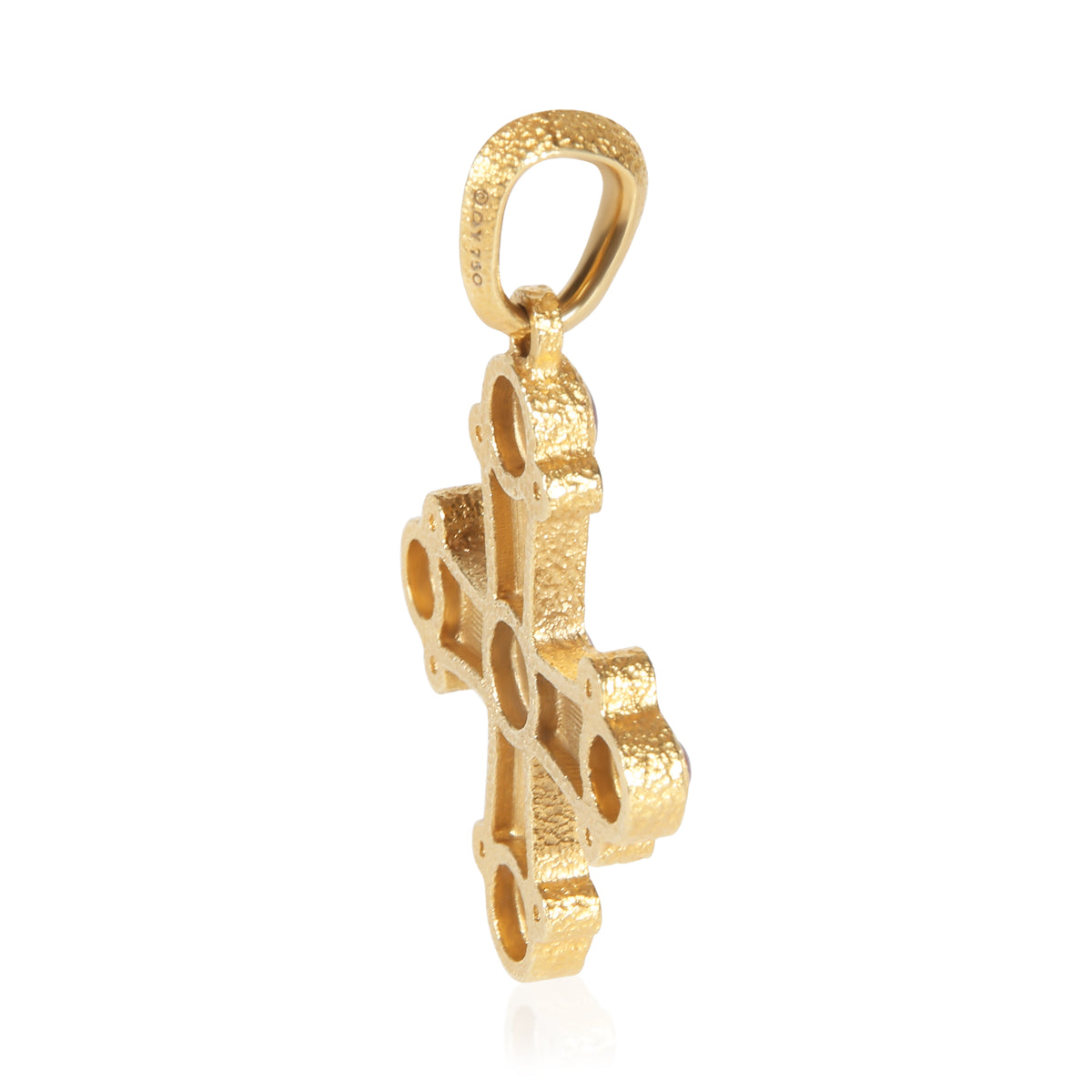 David Yurman Yellow Gold Ruby Shipwreck Cross Amulet Pendant 3