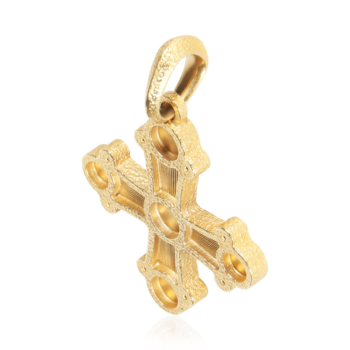 David Yurman Yellow Gold Ruby Shipwreck Cross Amulet Pendant 5