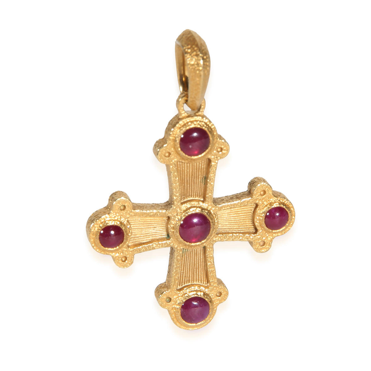 David Yurman Yellow Gold Ruby Shipwreck Cross Amulet Pendant fv