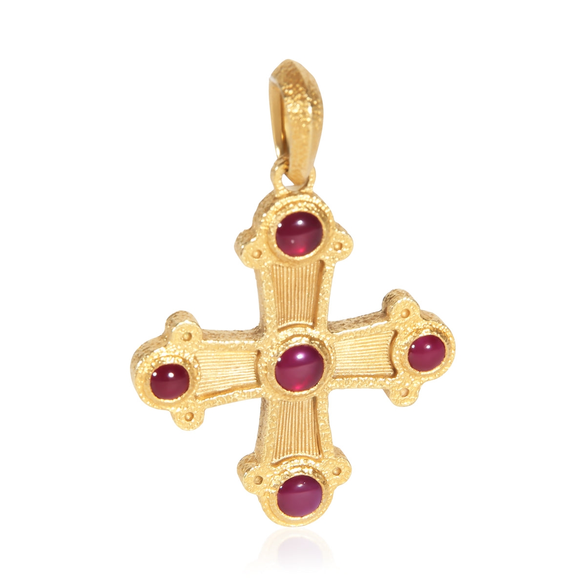 David Yurman Yellow Gold Ruby Shipwreck Cross Amulet Pendant fv