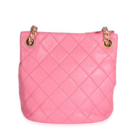 Chanel Pink Quilted Lambskin Logo Chain Bucket Bag Handbag 4