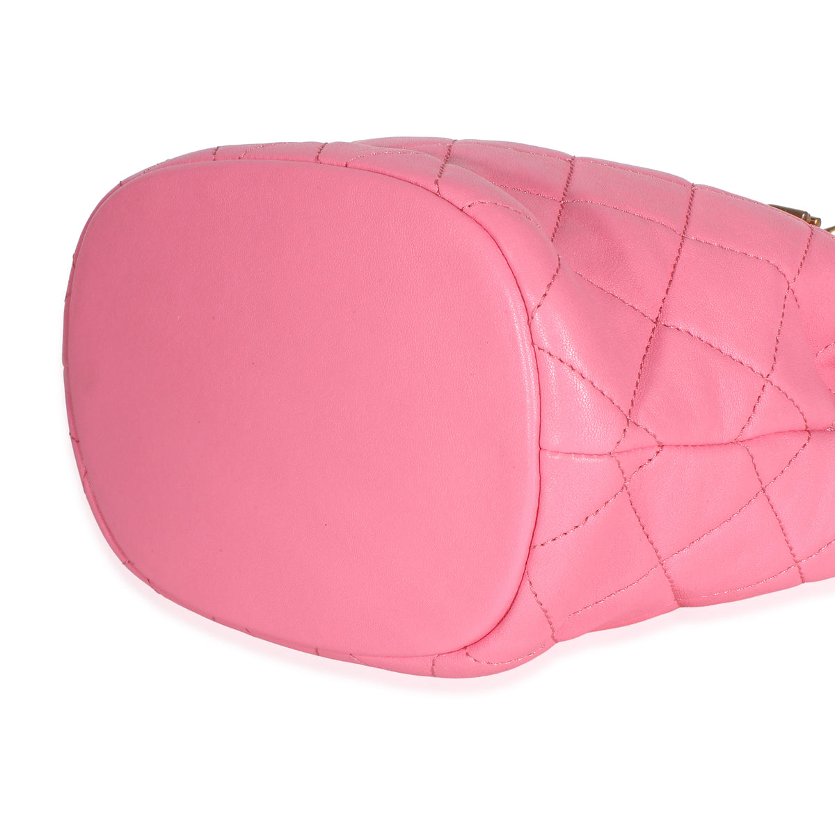Chanel Pink Quilted Lambskin Logo Chain Bucket Bag Handbag 6