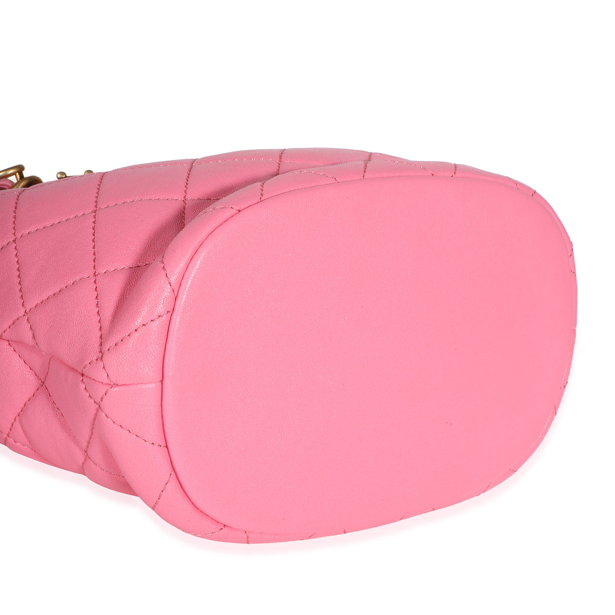 Chanel Pink Quilted Lambskin Logo Chain Bucket Bag Handbag 7