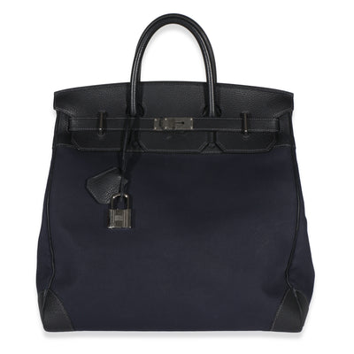 Hermès Bleu Marine Toile Officier Fjord HAC 40 PHW Handbag fv