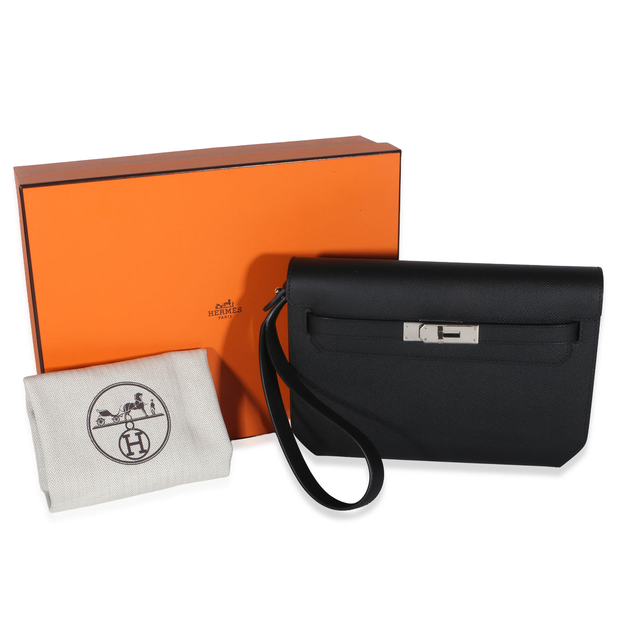 Hermès Black Epsom Kelly Depeches 25 PHW Handbag 8