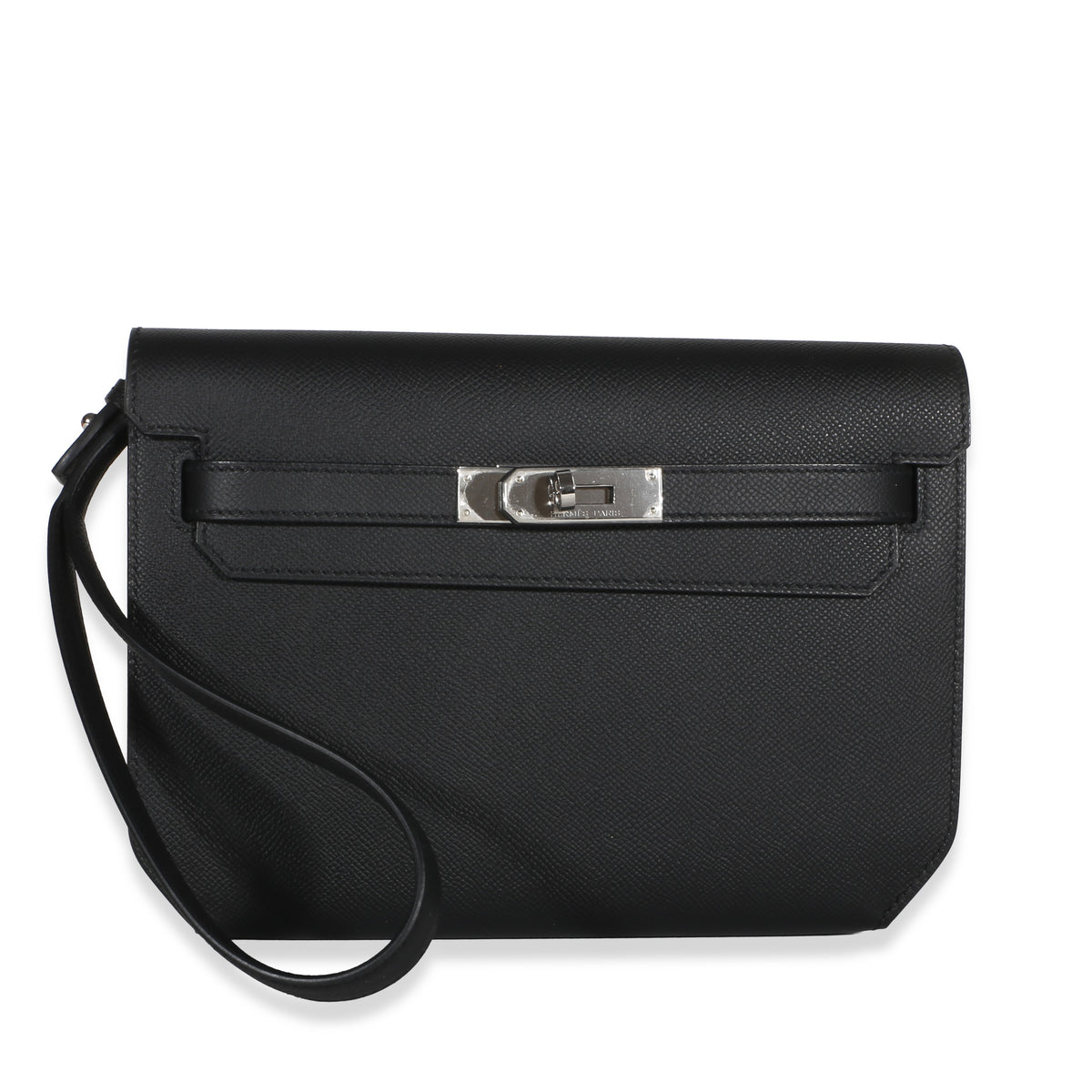 Hermès Black Epsom Kelly Depeches 25 PHW Handbag fv