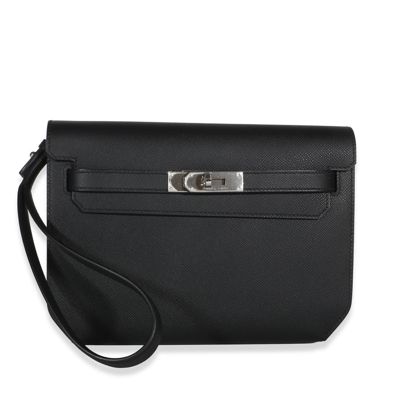 Hermès Black Epsom Kelly Depeches 25 PHW Handbag fv