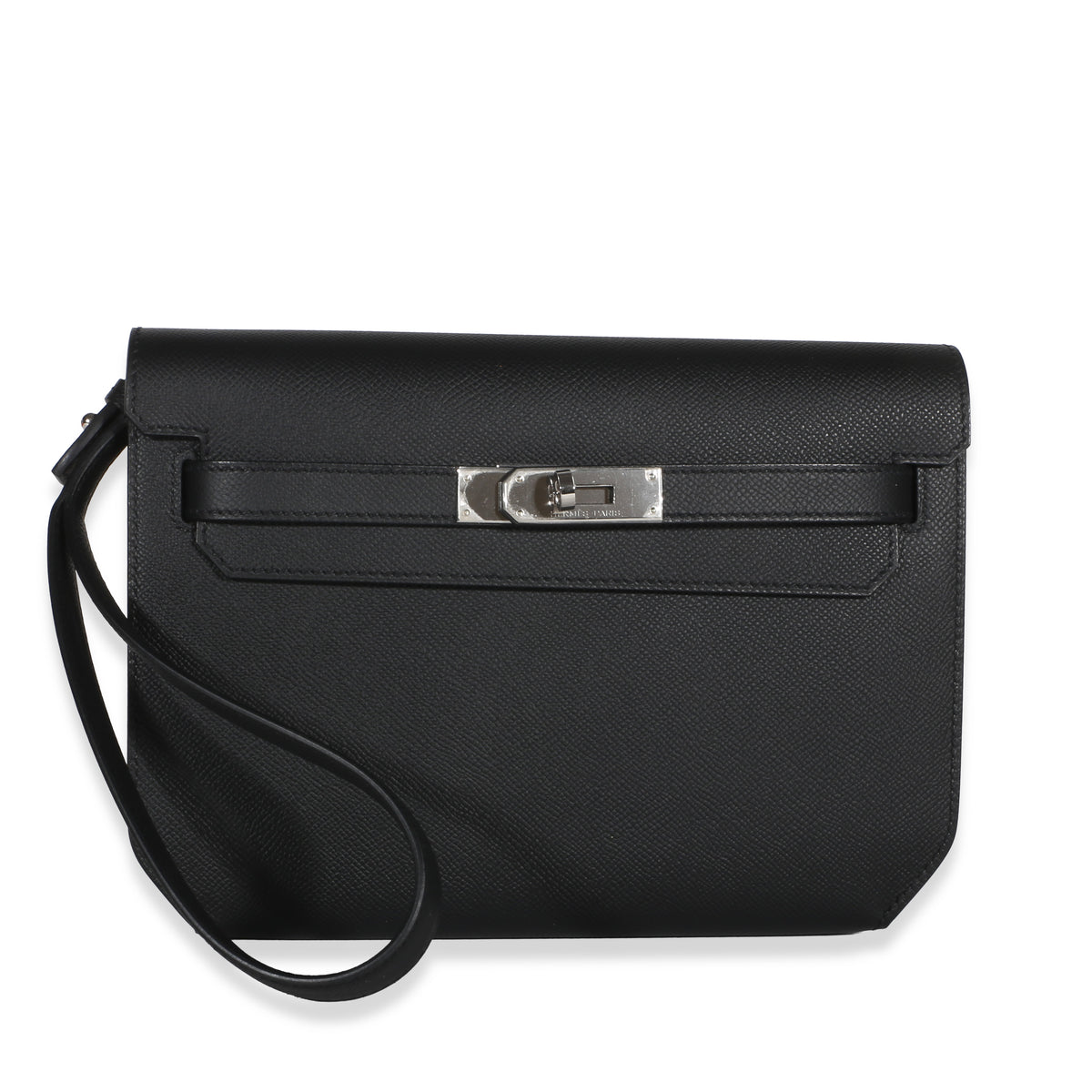 Hermès Black Epsom Kelly Depeches 25 PHW Handbag fv