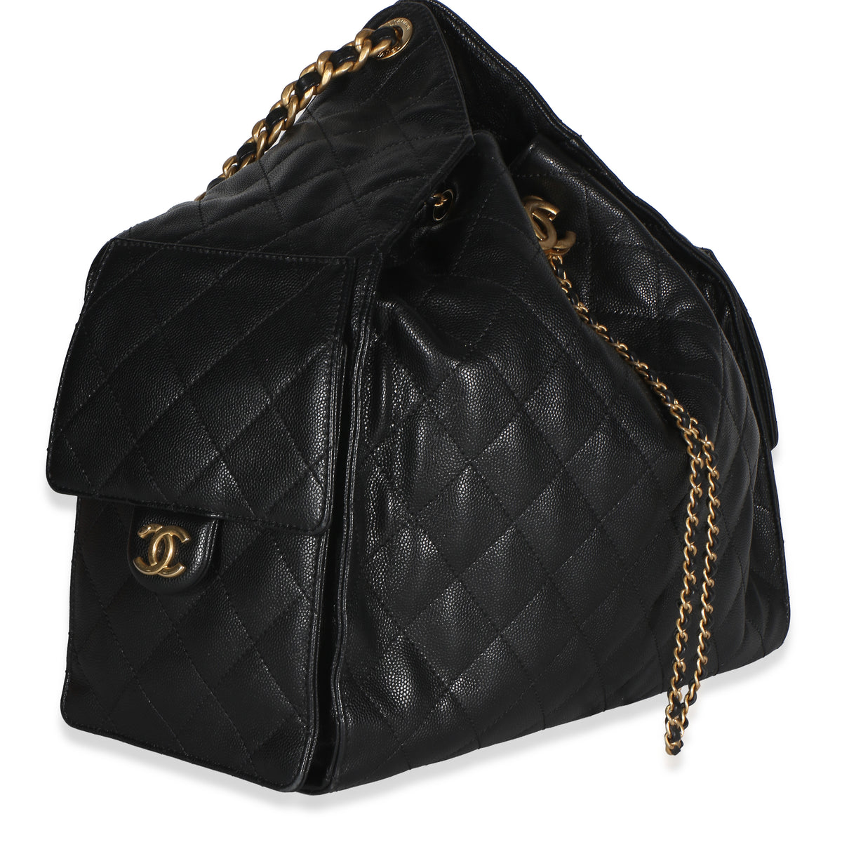 Chanel Black Quilted Caviar Medium  25 Hobo Handbag 3