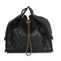 Chanel Black Quilted Caviar Medium  25 Hobo Handbag fv