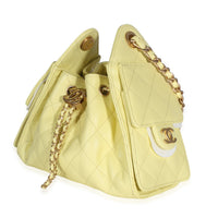 Chanel Light Yellow Quilted Caviar Mini  25 Hobo Handbag 2
