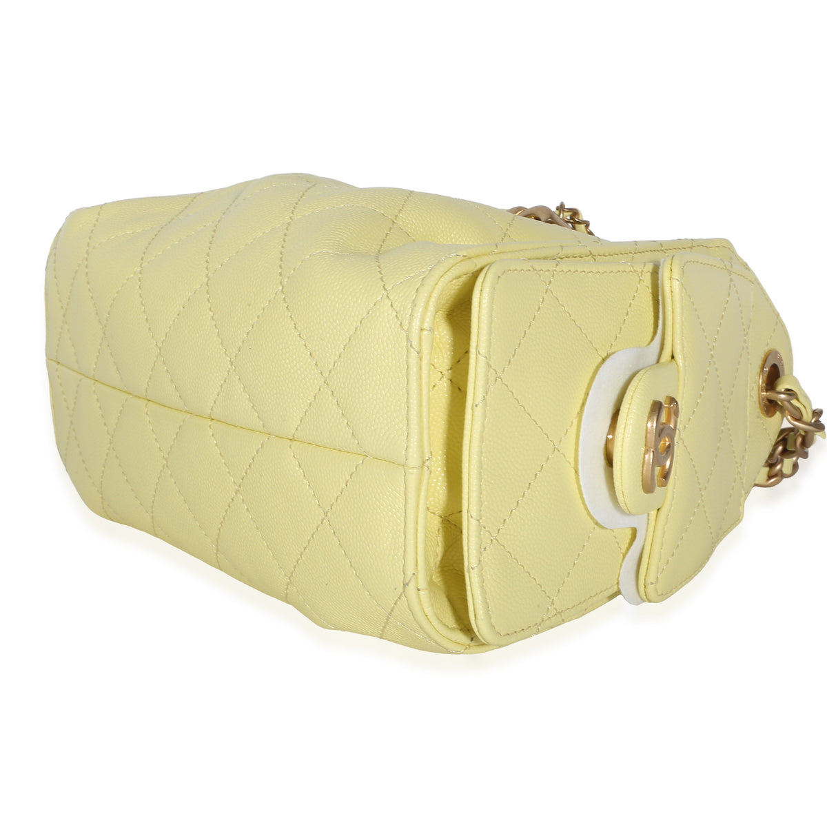 Chanel Light Yellow Quilted Caviar Mini  25 Hobo Handbag 6