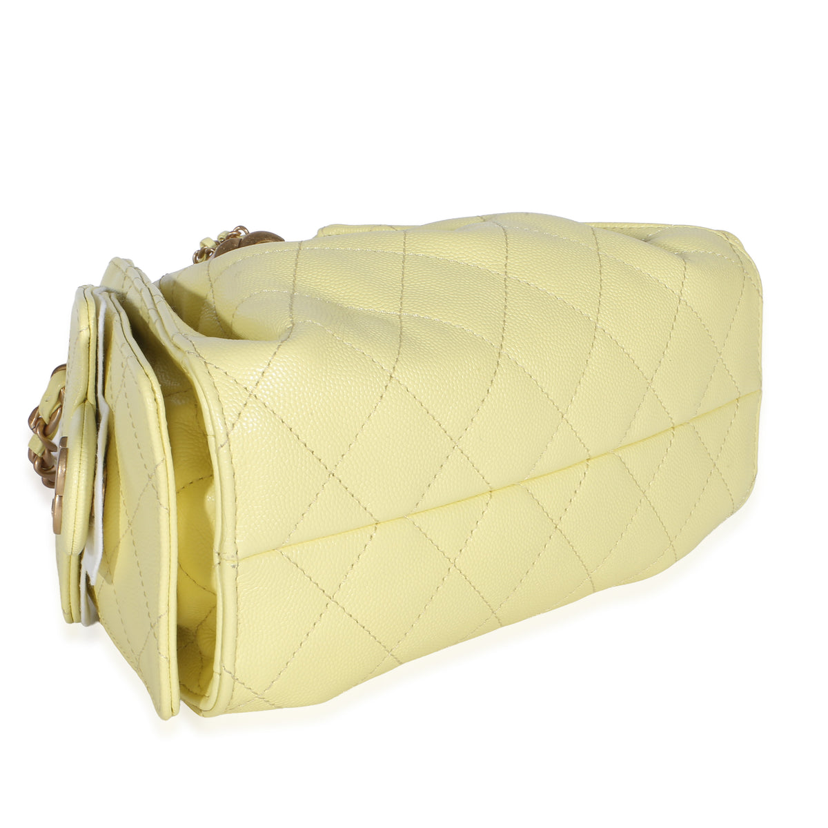 Chanel Light Yellow Quilted Caviar Mini  25 Hobo Handbag 7