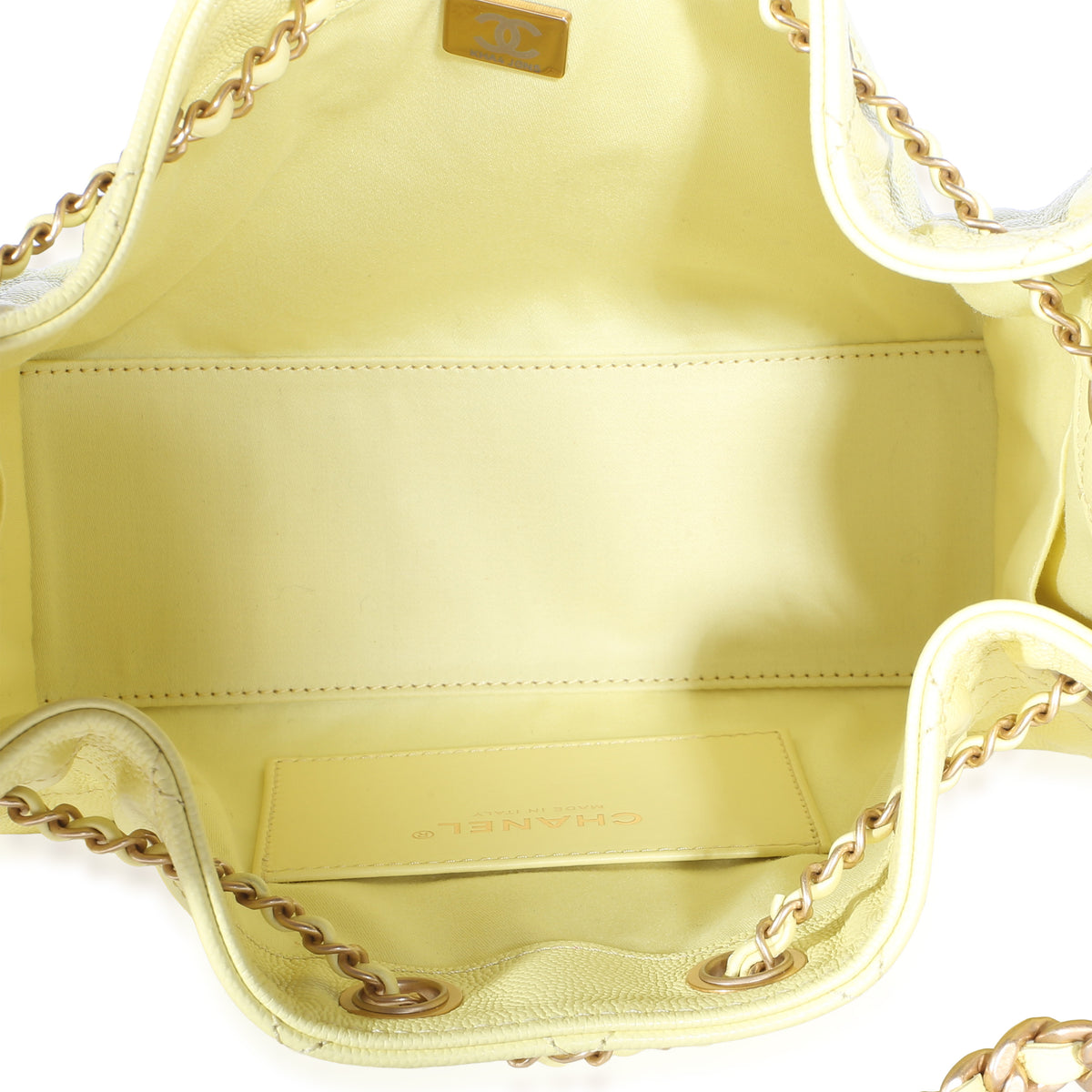 Chanel Light Yellow Quilted Caviar Mini  25 Hobo Handbag 8