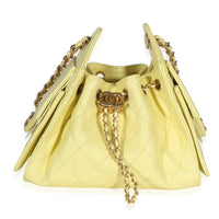 Chanel Light Yellow Quilted Caviar Mini  25 Hobo Handbag fv