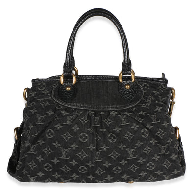 Louis Vuitton Black Monogram Denim Neo Cabby MM Handbag fv