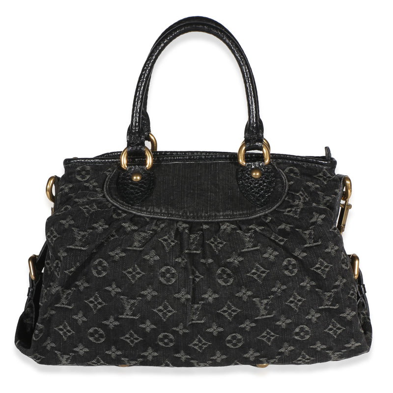 Louis Vuitton Black Monogram Denim Neo Cabby MM Handbag fv