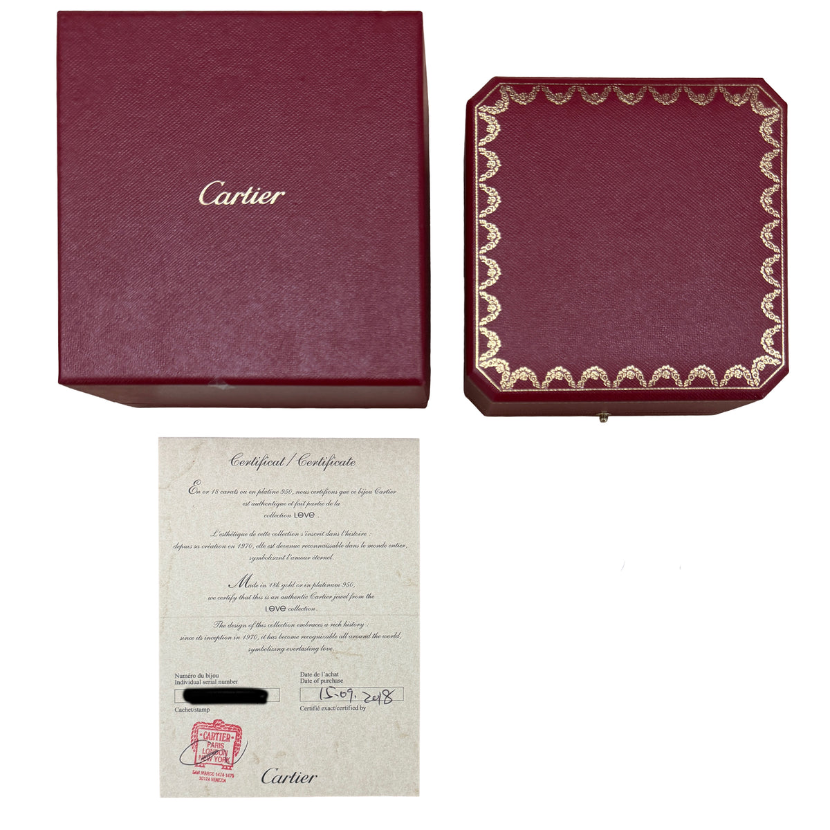 Cartier Yellow Gold Love Bracelet box