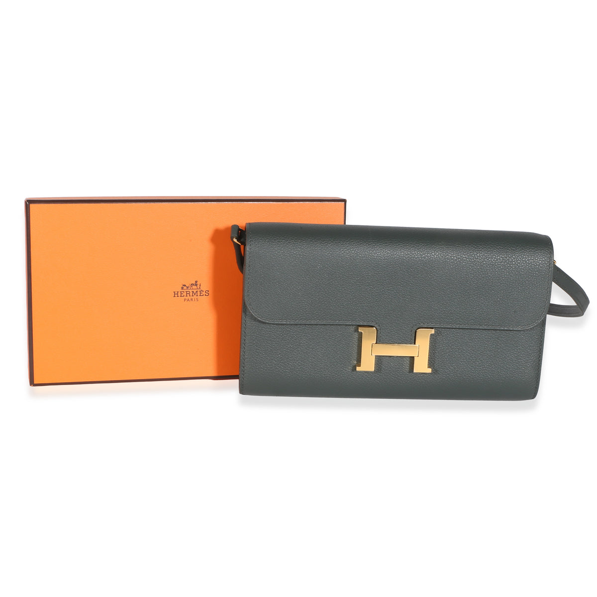 Hermès Vert Mangrove Evercolor Constance To Go Wallet GHW Handbag 11