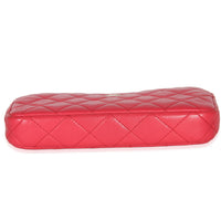 Chanel Pink Quilted Lambskin Double Zip Clutch With Chain Handbag 5