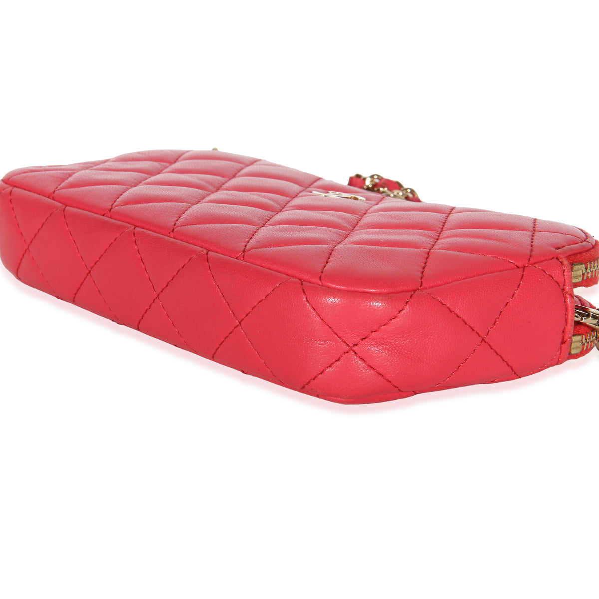 Chanel Pink Quilted Lambskin Double Zip Clutch With Chain Handbag 6