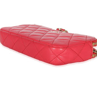 Chanel Pink Quilted Lambskin Double Zip Clutch With Chain Handbag 6