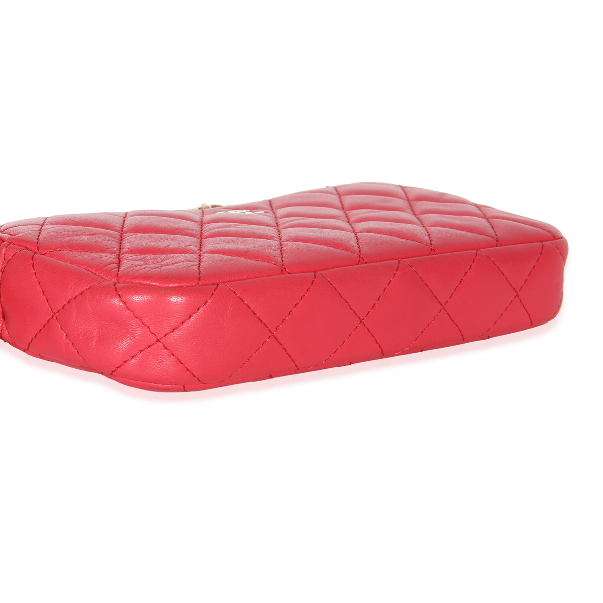 Chanel Pink Quilted Lambskin Double Zip Clutch With Chain Handbag 7