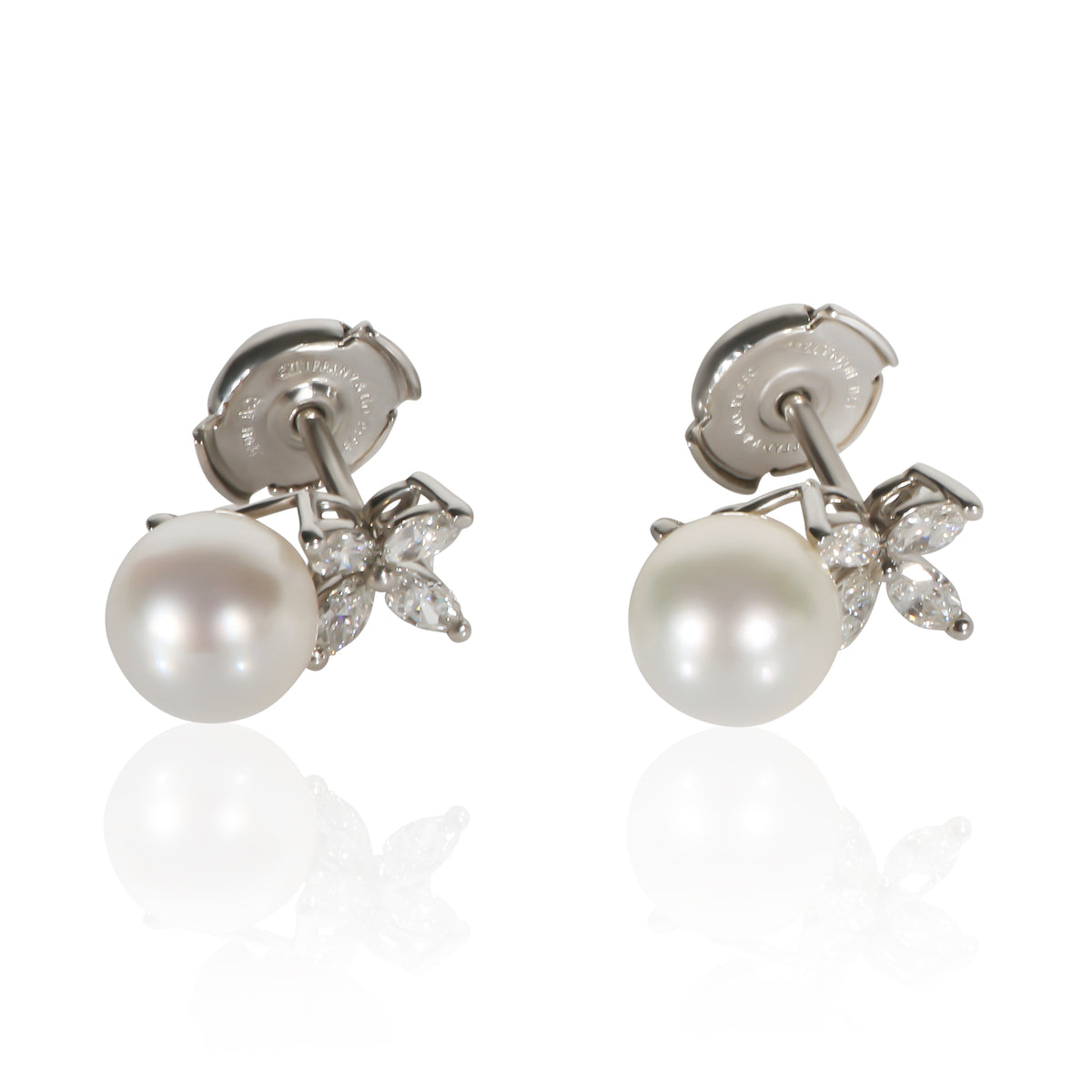 Tiffany & Co. Platinum Pearl and Diamond Victoria Earrings 4
