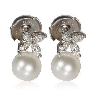 Tiffany & Co. Platinum Pearl and Diamond Victoria Earrings fv