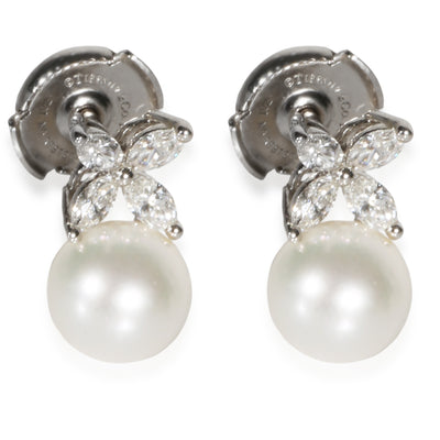Tiffany & Co. Platinum Pearl and Diamond Victoria Earrings fv