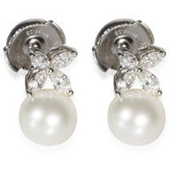 Tiffany & Co. Platinum Pearl and Diamond Victoria Earrings fv