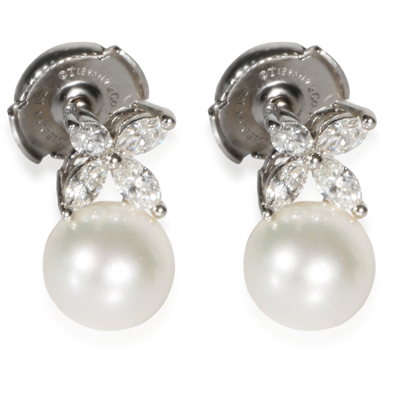 Tiffany & Co. Platinum Pearl and Diamond Victoria Earrings fv