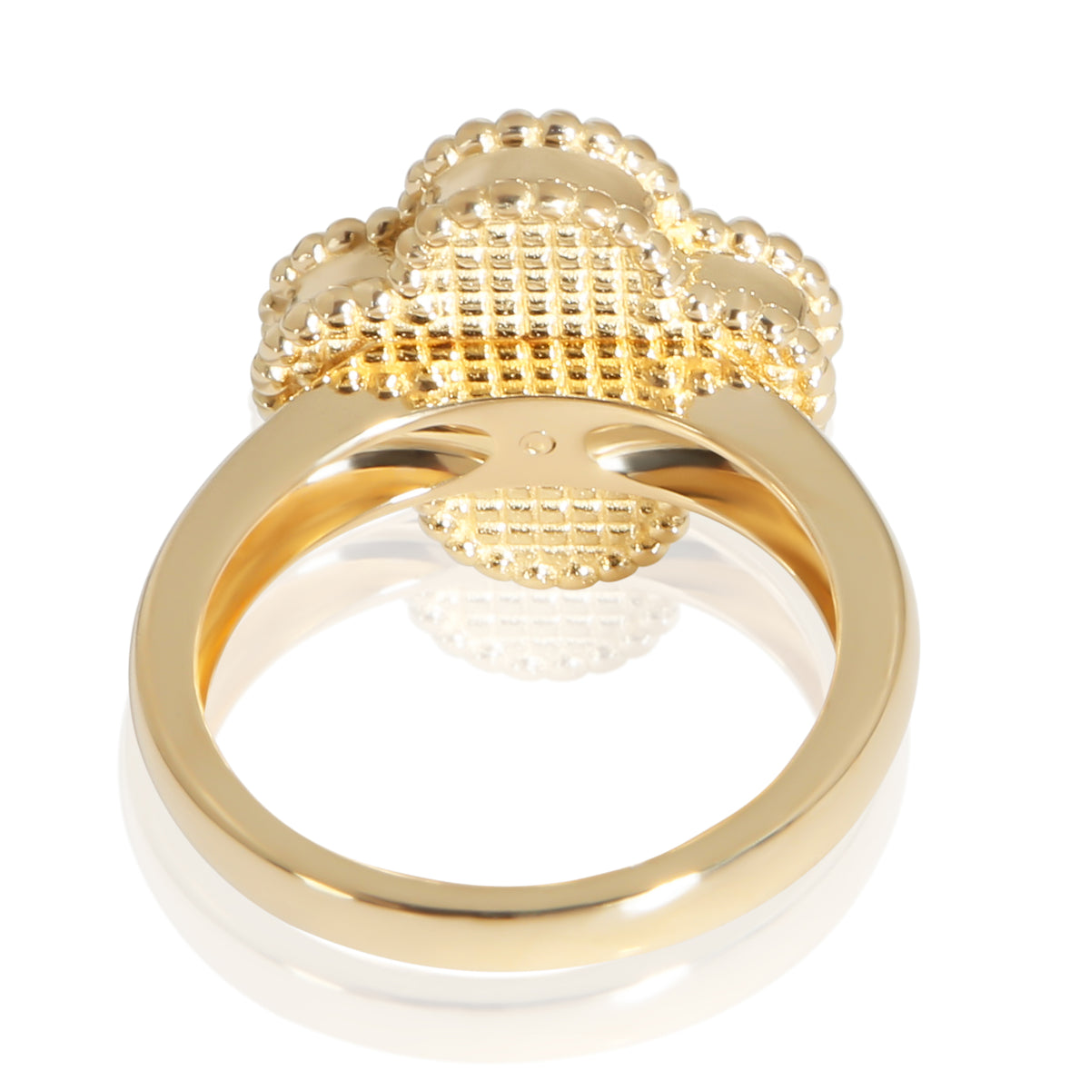 Van Cleef & Arpels Yellow Gold Mother Of Pearl and Diamond Vintage Alhambra Ring 3