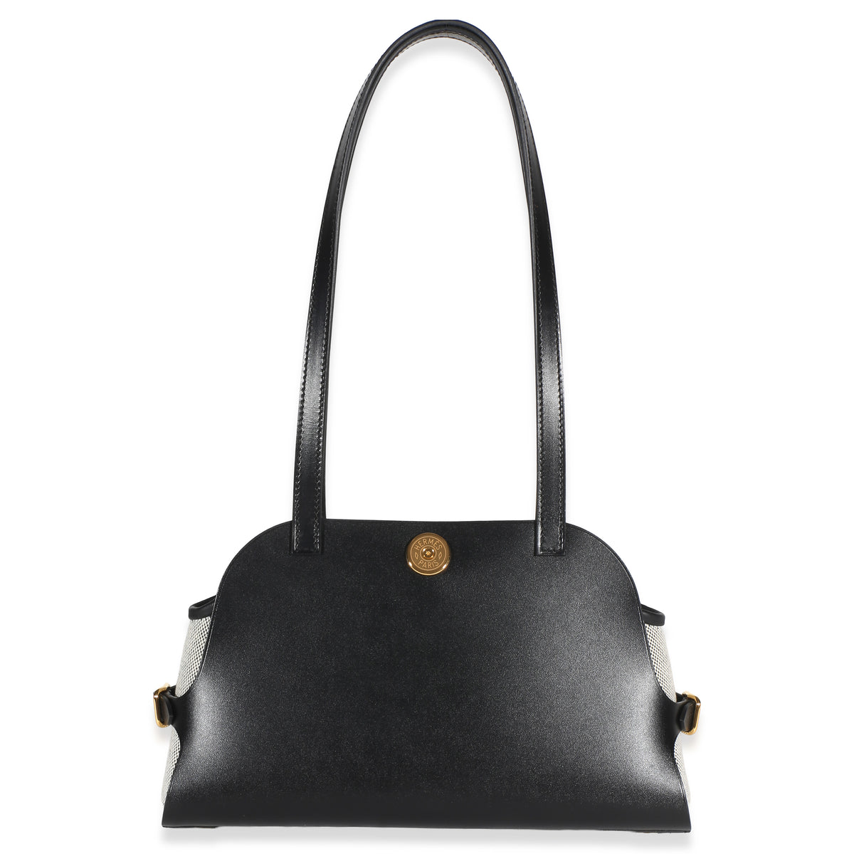 Hermès Black Vache Hunter Swift H Ecru Canvas Tablier Sellier GHW Handbag 4