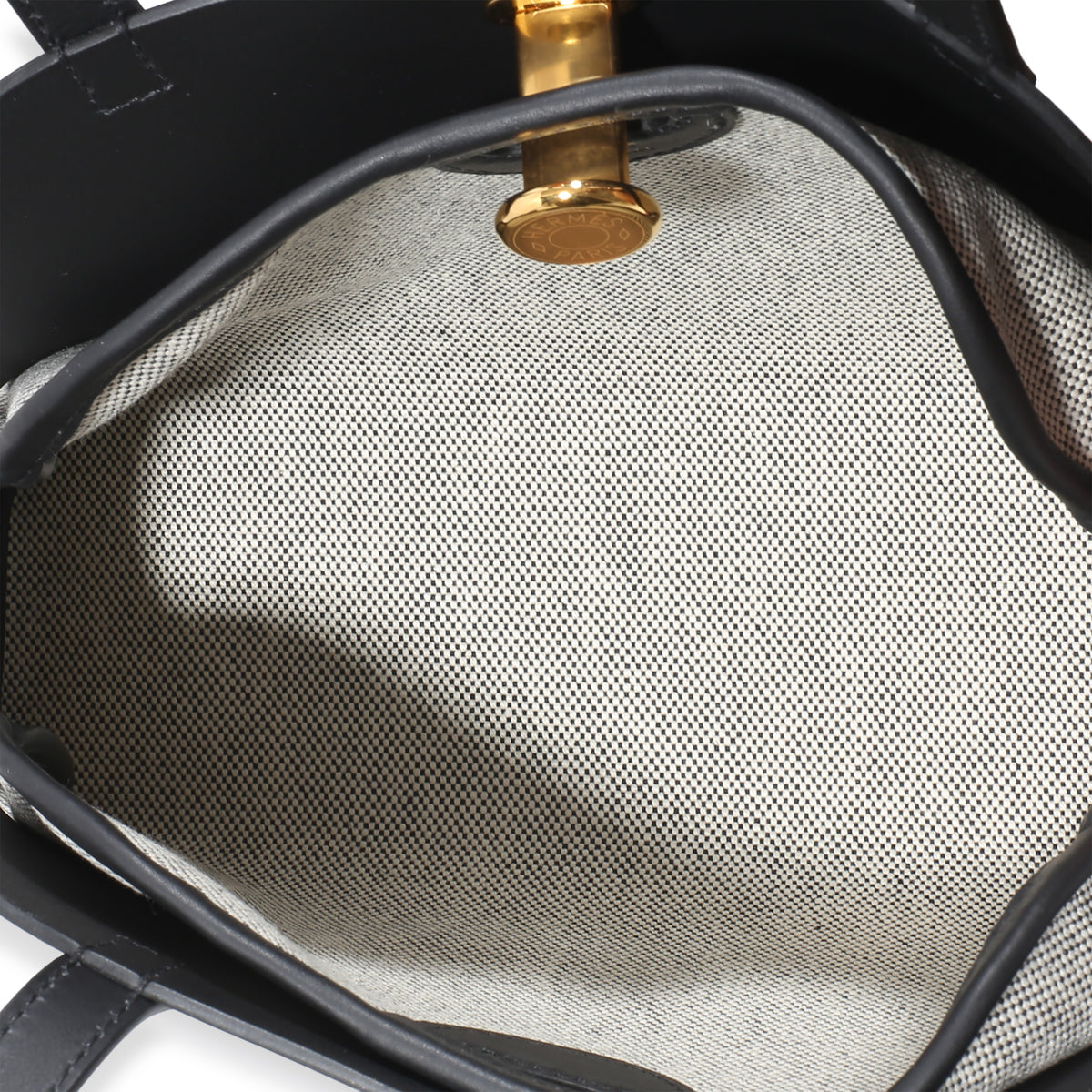 Hermès Black Vache Hunter Swift H Ecru Canvas Tablier Sellier GHW Handbag 9
