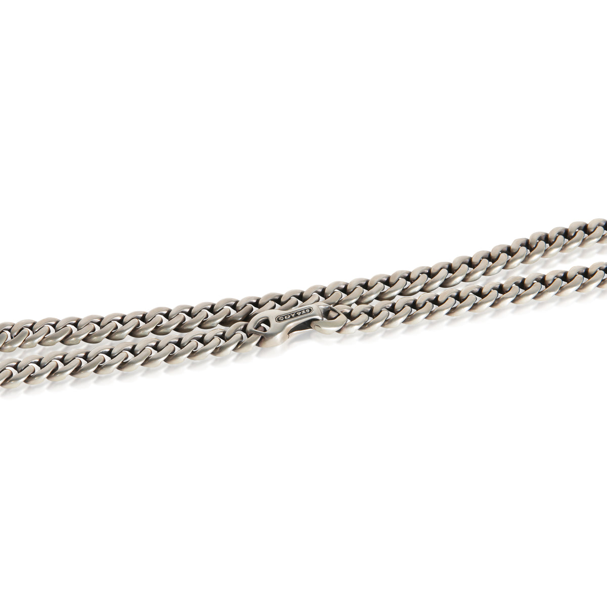 David Yurman Sterling Silver Diamond Curb Chain Necklace 2