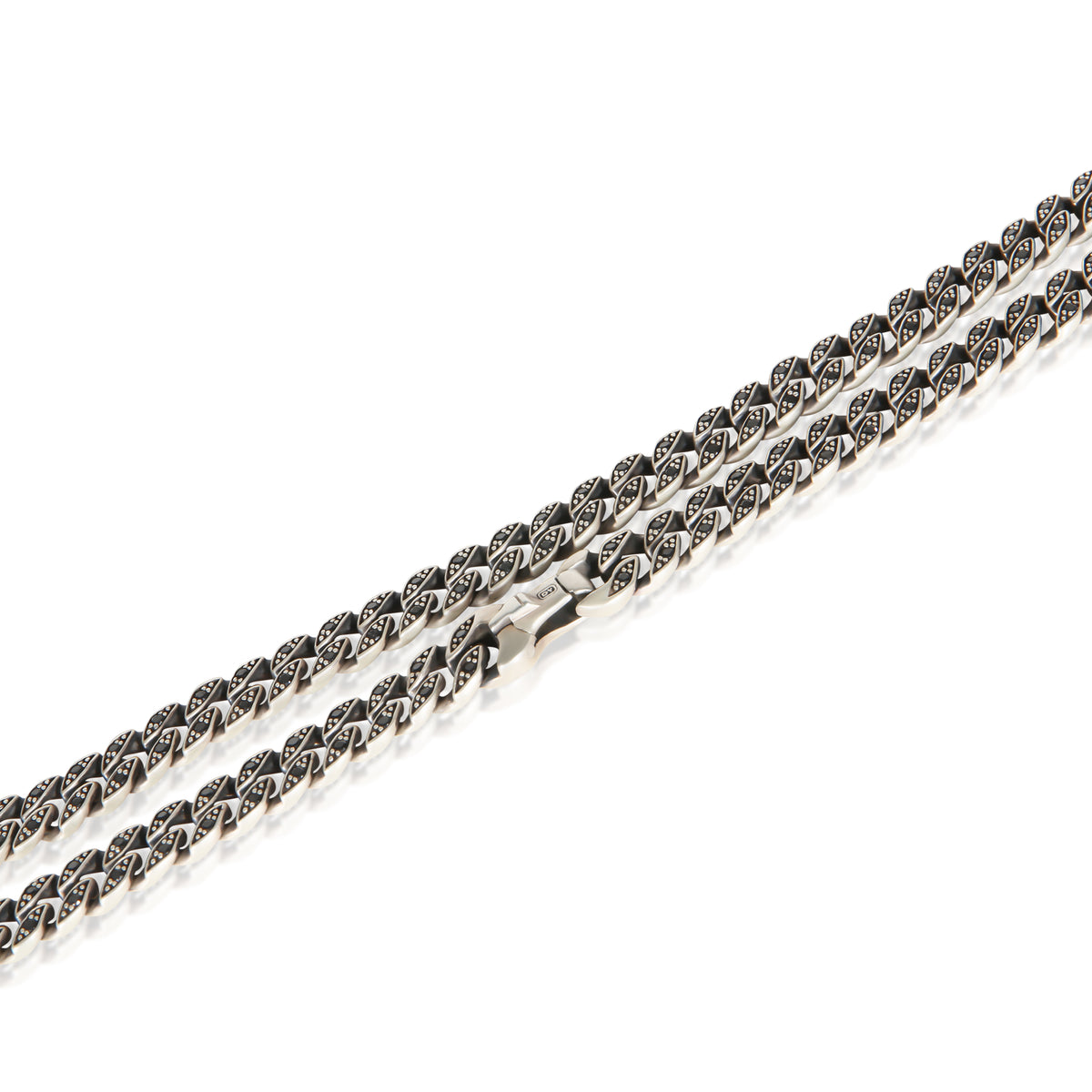 David Yurman Sterling Silver Diamond Curb Chain Necklace 3
