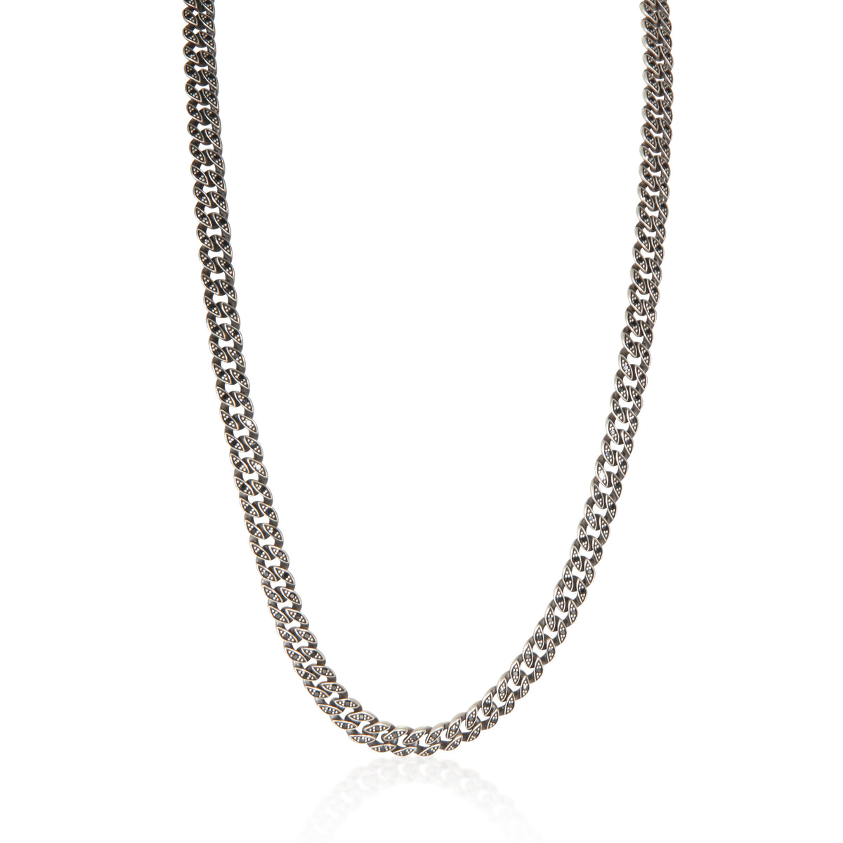 David Yurman Sterling Silver Diamond Curb Chain Necklace fv