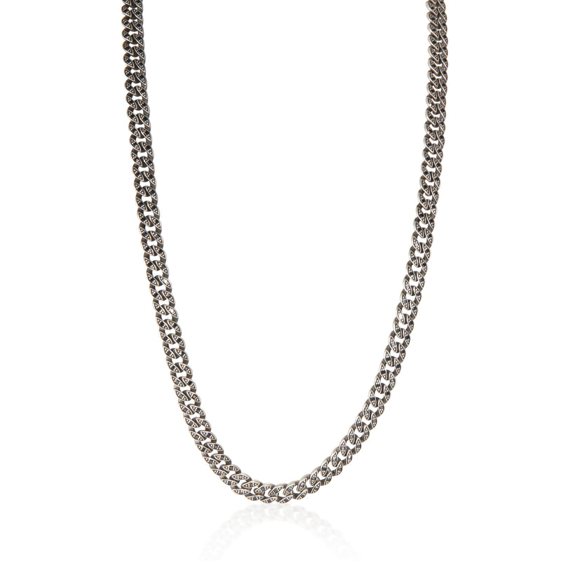 David Yurman Sterling Silver Diamond Curb Chain Necklace fv