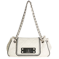 Chanel White Quilted Lambskin Mademoiselle Lock East West Accordion Bag Handbag 8