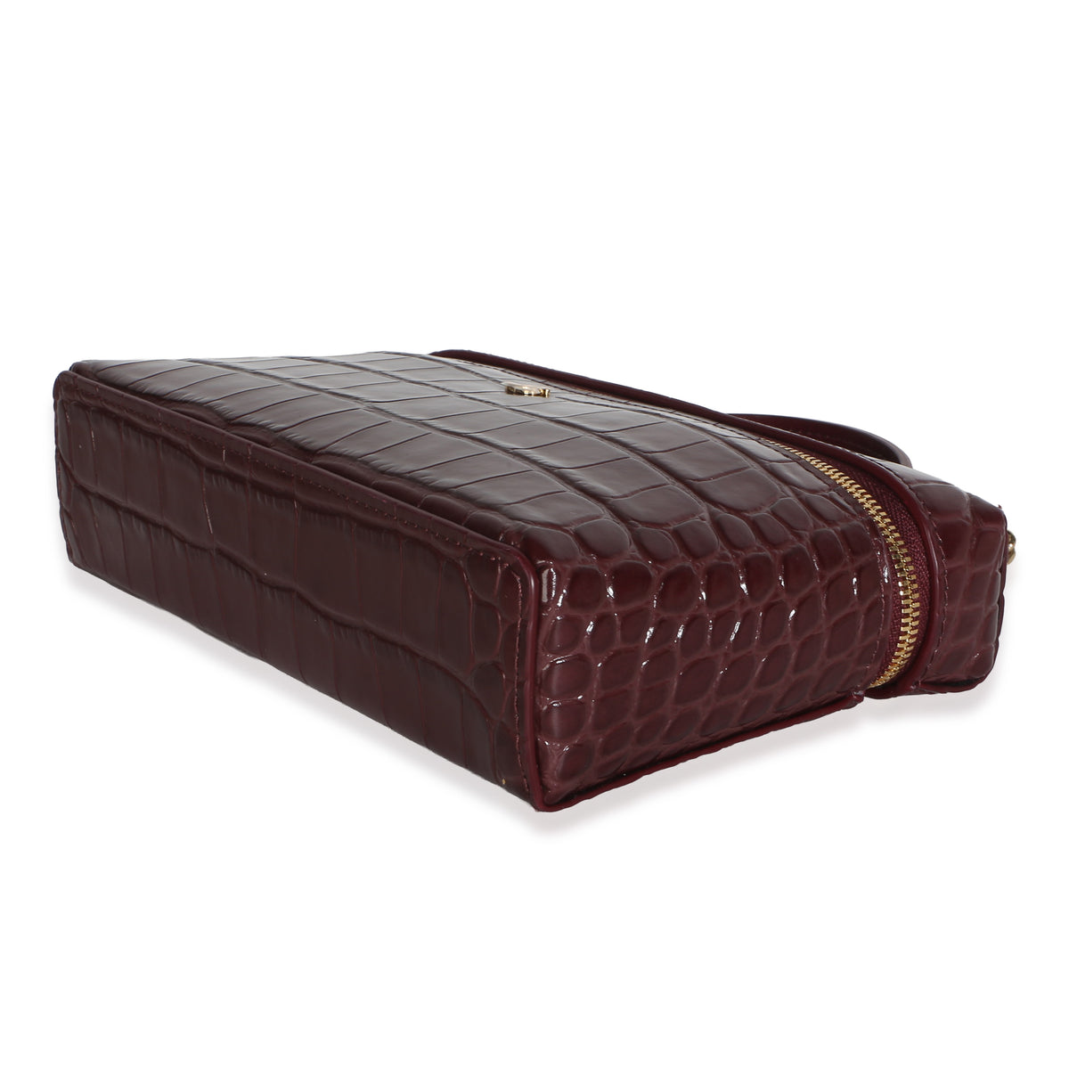 Chanel Dark Burgundy Crocodile Embossed Calfskin Vanity With Chain Handbag 7