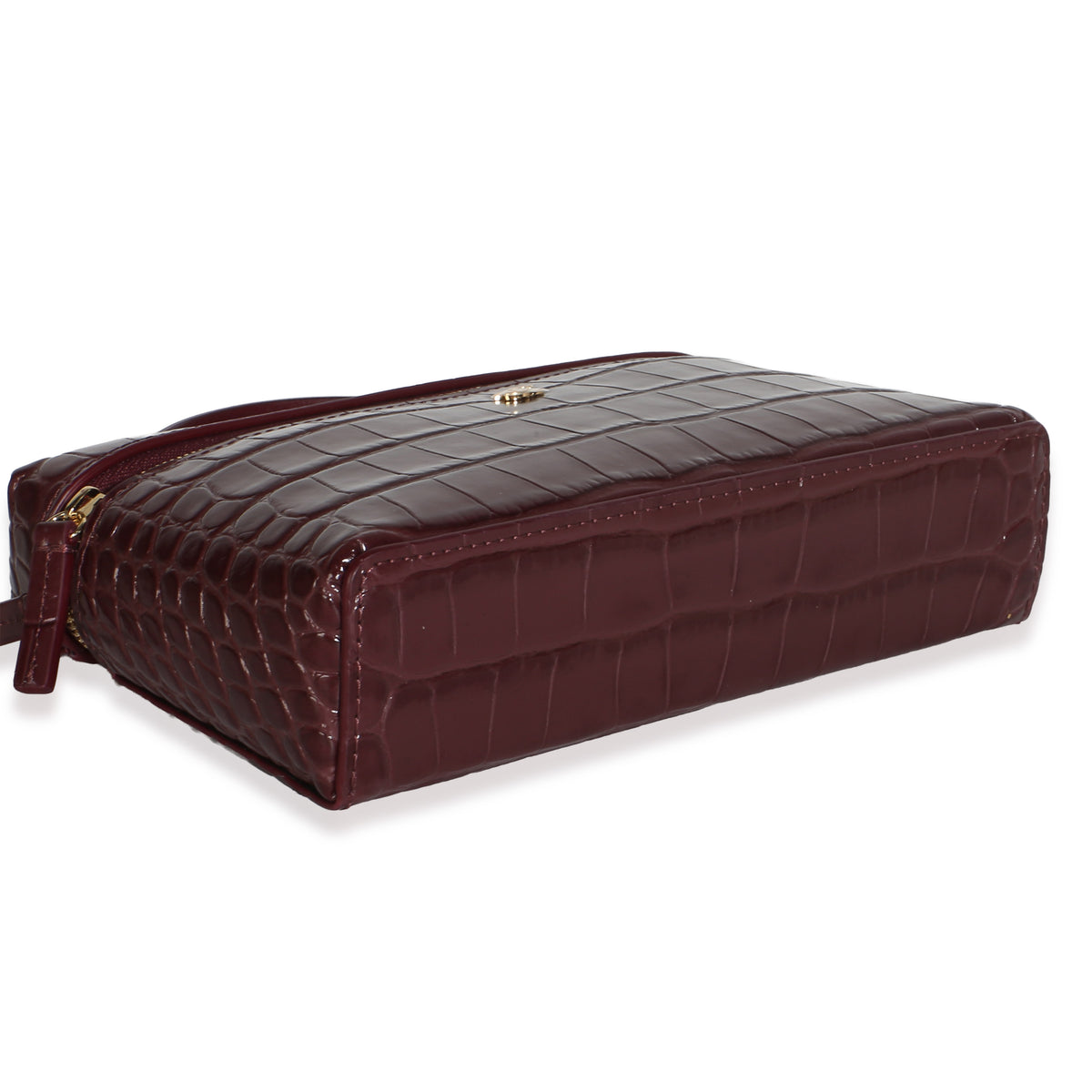 Chanel Dark Burgundy Crocodile Embossed Calfskin Vanity With Chain Handbag 8