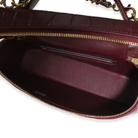 Chanel Dark Burgundy Crocodile Embossed Calfskin Vanity With Chain Handbag 9