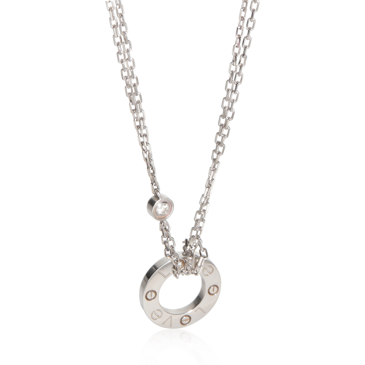 Cartier White Gold Diamond Love Necklace fv