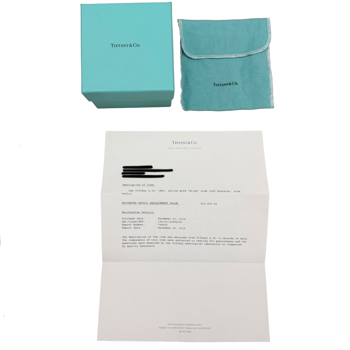 Tiffany & Co. Yellow Gold Atlas Wide Cuff Bracelet box