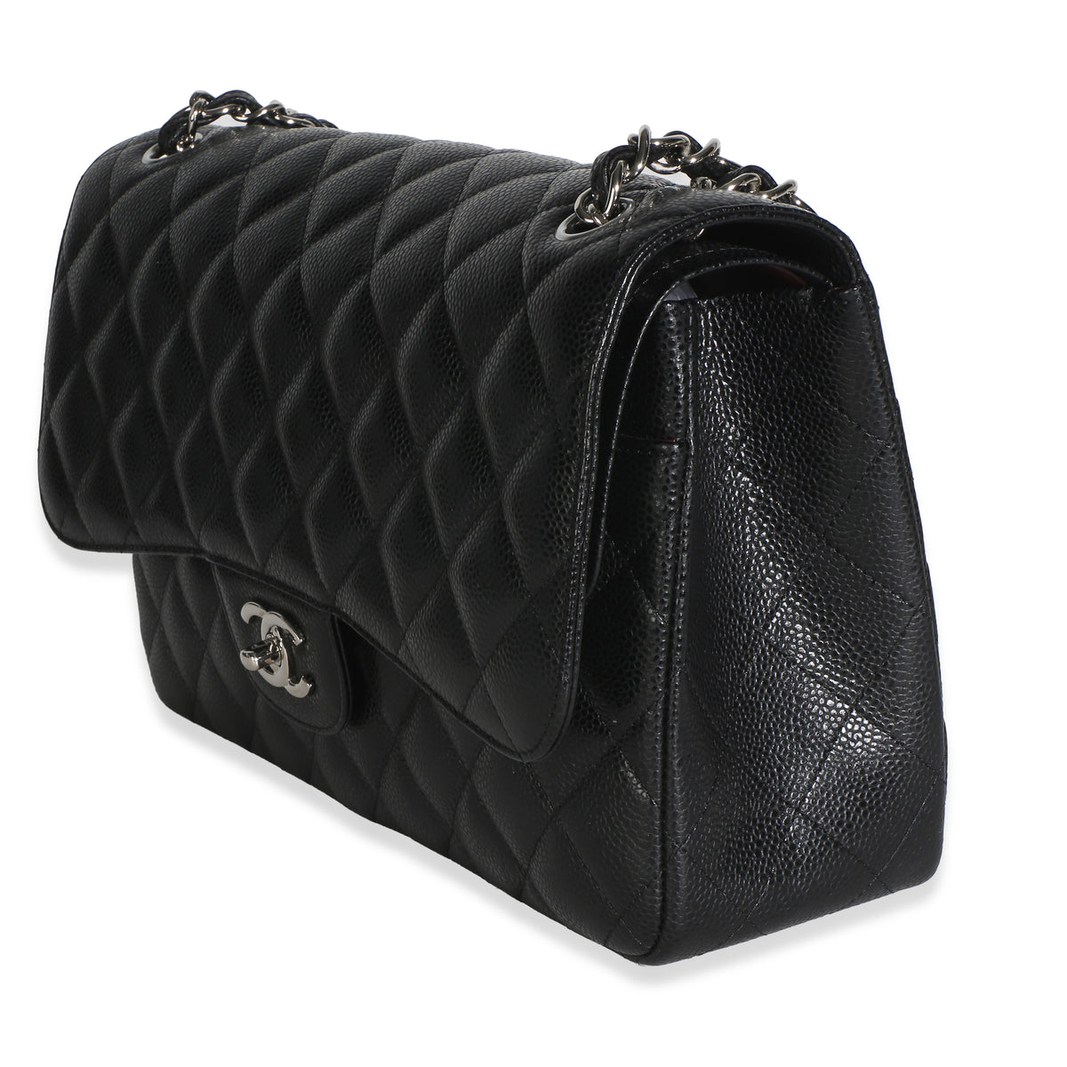 Chanel Black Quilted Caviar Jumbo Double Flap Bag Handbag 2